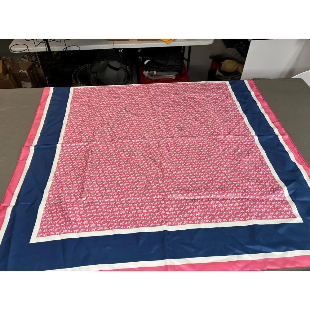 Vintage Vineyard Vines Silk Scarf Pink Whale Print Square Scarf 35 x 35 - Picture 4 of 7